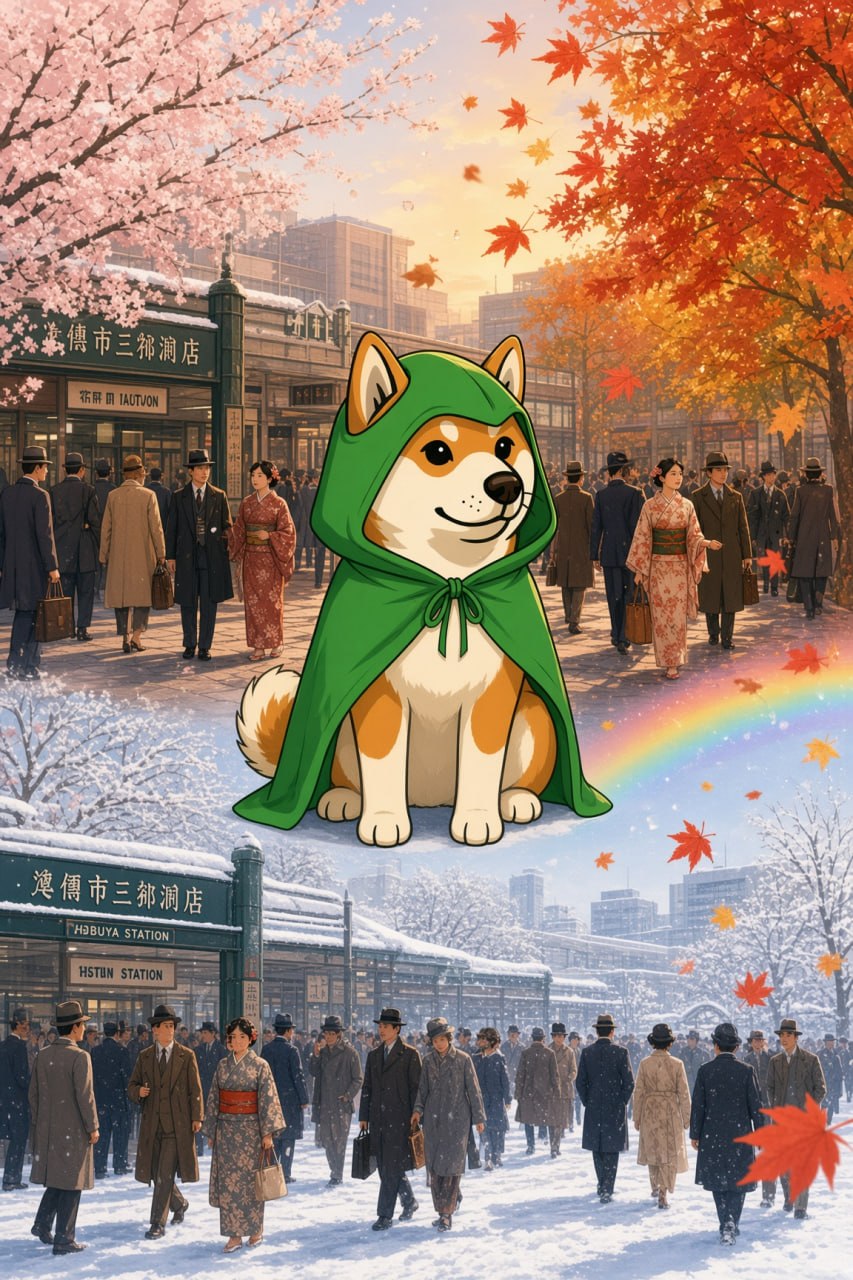 Hachiko through changing seasons